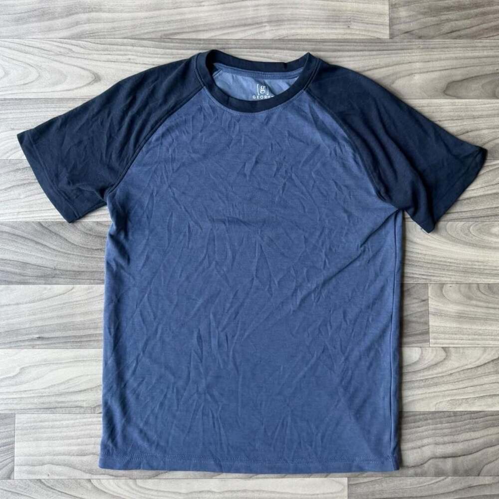 George Raglan T-Shirt Size S/CH (34-36) Blue Black Short Sleeve